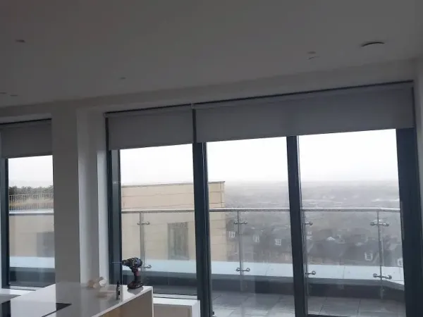 Roller blinds in a penthouse with panoramic views